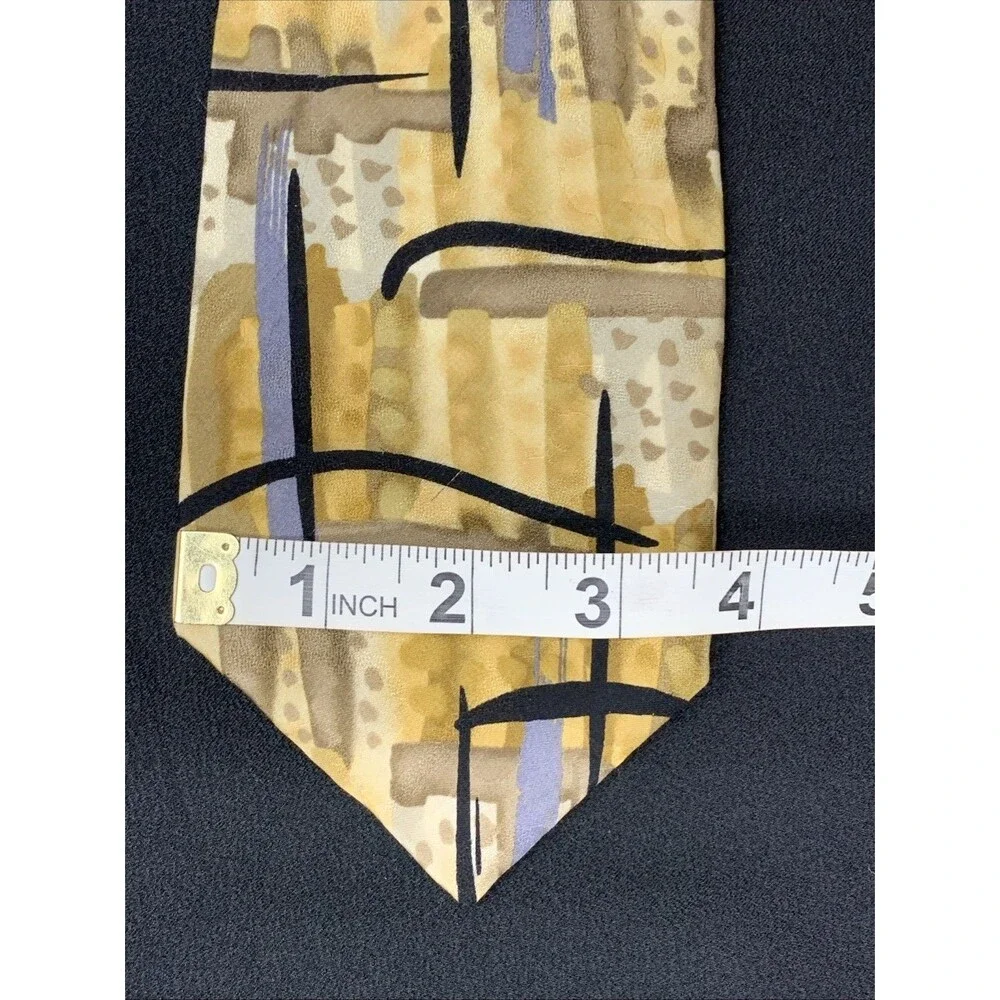 Vtg 1996 J GARCIA Silk Neck Tie Yellow New York NY Collection Fourteen Art Jerry